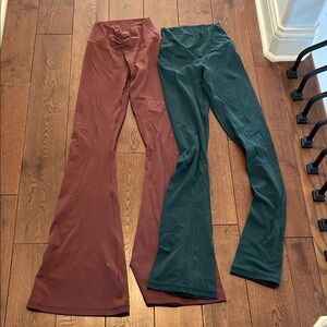Stylish Women's Flared Pants - Brown and Green